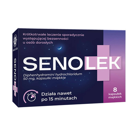 Senolek 50 mg, na sen, 8 kapsułek