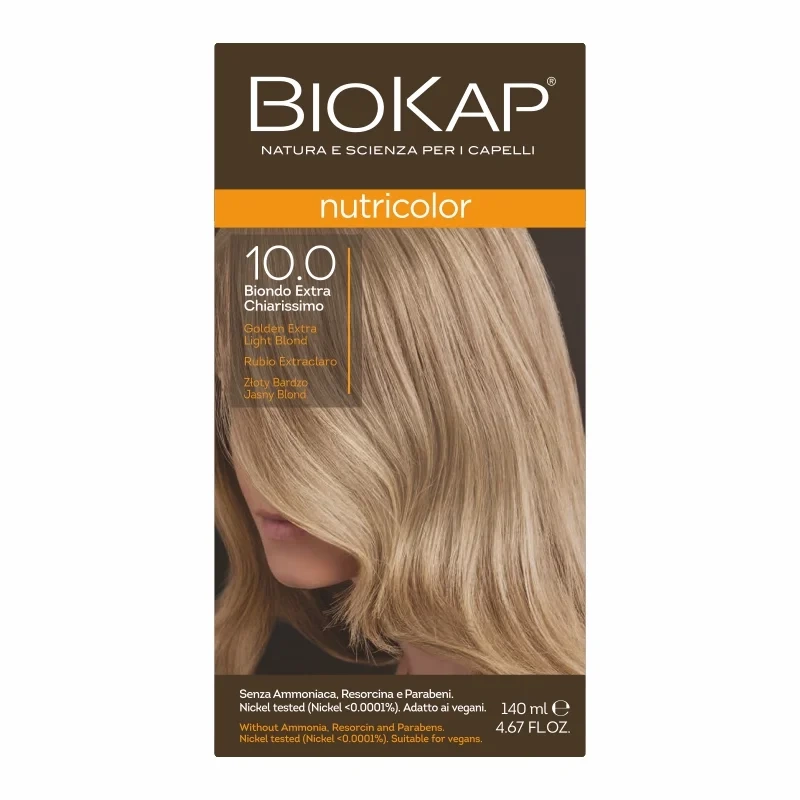 Крем-краска для волос Biokap Nutricolor, с натуральной формулой, 140 мл, оттенок 10.0 Złoty Bardzo Jasny Blond - Biokap - Podział według marek