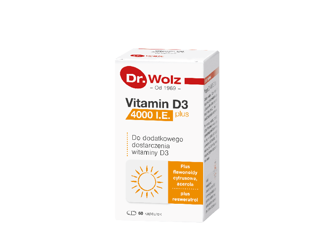 Витамин D3 Dr. Wolz 4000 МЕ Plus, с ресвератролом и цитрусовыми флавоноидами, 60 капсул