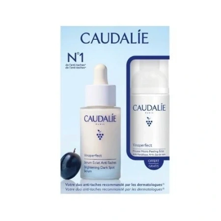Caudalie Vinoperfect, Zestaw serum rozjaśniające przebarwienia 30ml + pianka mikropeelingująca 50ml